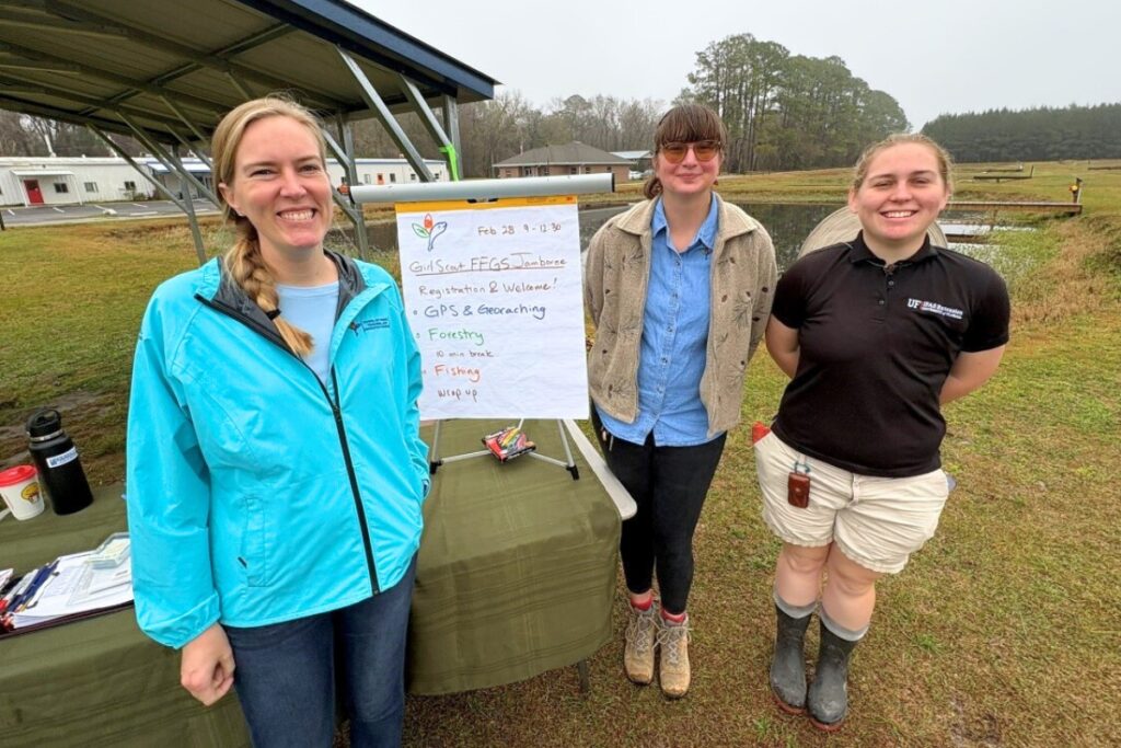 UF/IFAS School of Forest, Fisheries, and Geomatics Sciences extension coordinators Katie Britt, Emily Blum and Katie Hagan led the workshop. Photo by Suzette Cook - UF/IFAS