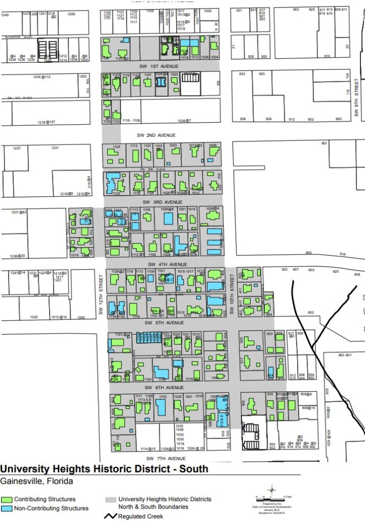 A map of University Heights Historic District - South