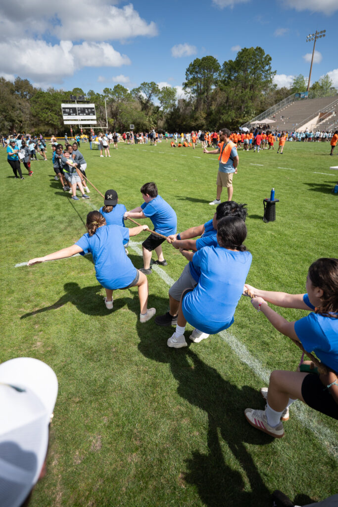 Wiles Elementary School facing off against Norton Elementary School in tug-of-war at Citizens Field.