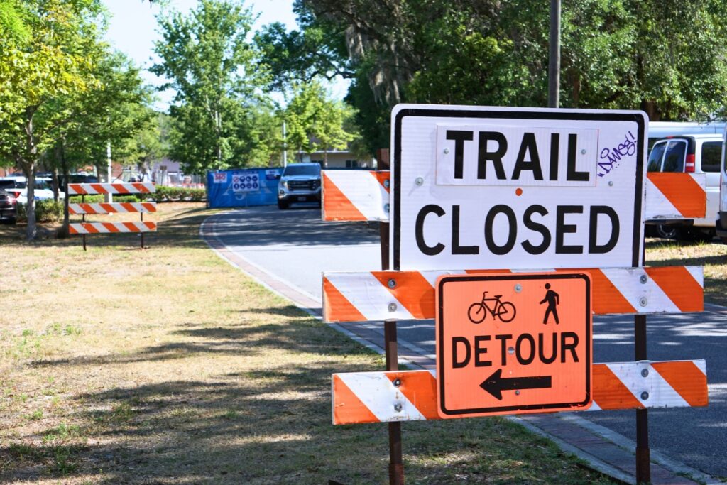 6th Street Rail Trail closure at NW 7th Ave for the new GPD evidence facility. Photo by Kirsten Rabin (1)
