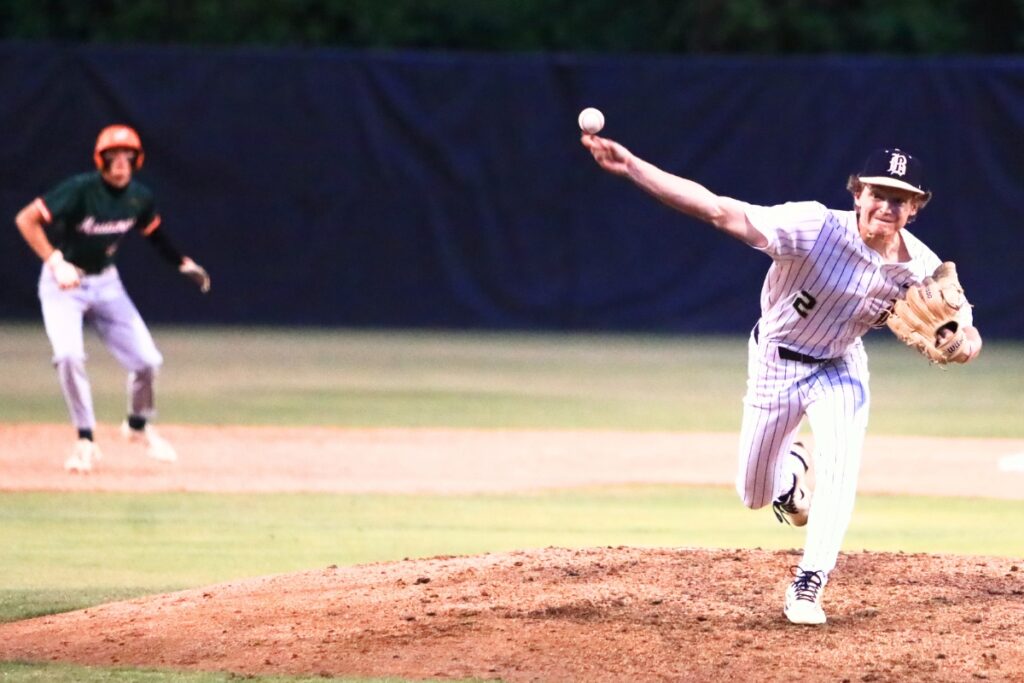 Buchholz starting pitcher Aidan Kastensmidt (2) struck out four and allowed only two runs against Mandarin (Jacksonville) in the 6A-Region 1 Quarterfinals. Photo by C.J. Gish