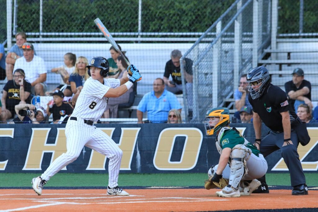 Buchholz's Drew Almond takes his turn at bat against Forest (Ocala). Photo by Seth Johnson