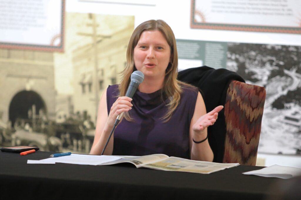 Dr. Olivia Barnard speaks at the Forgotten Front event.