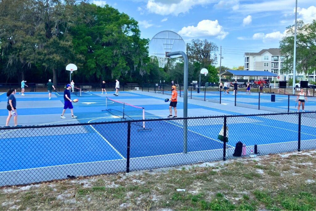 People playing at Abby Wambach Park pickleball courts. Photo by Lillian Hamman
