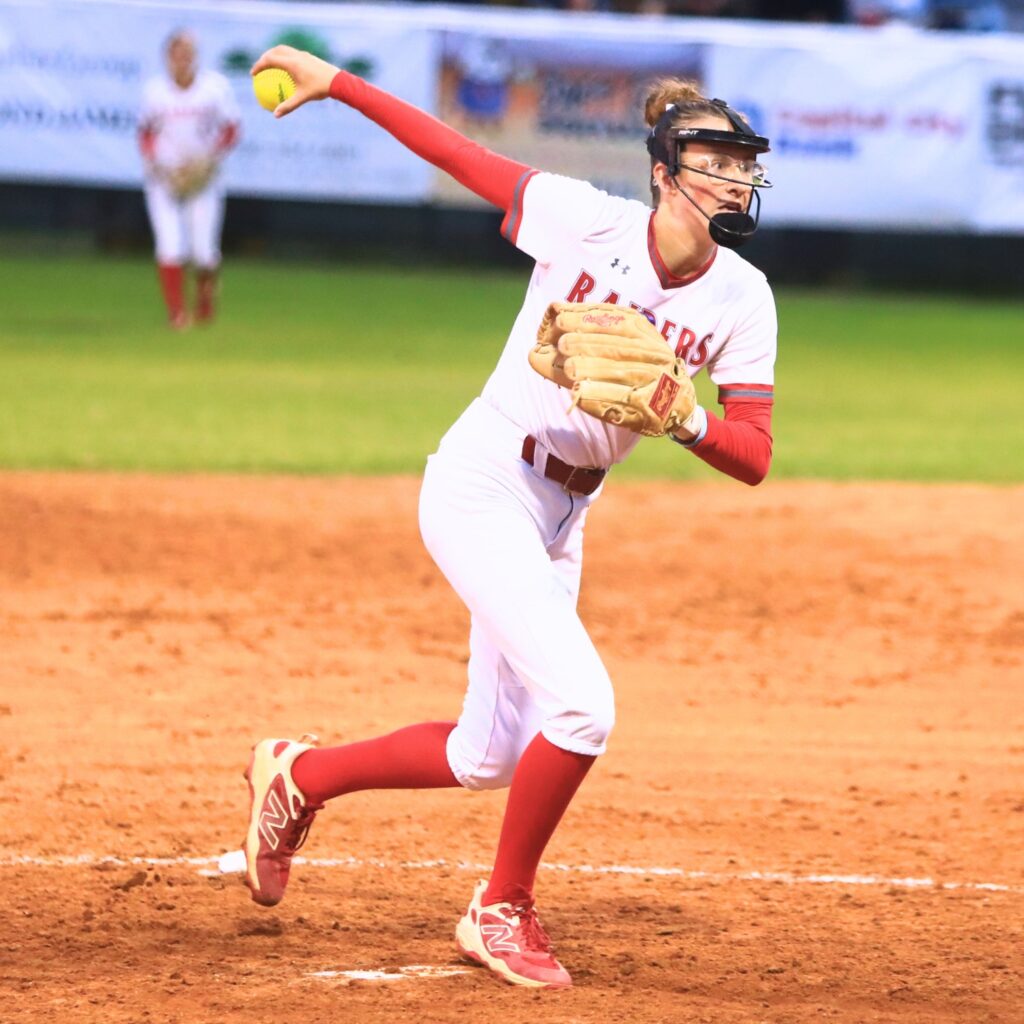 Santa Fe pitcher Ryleigh Davis (21) started in the circle and tallied six strikeouts in a 3-2 win over visiting Trenton. Photo by C.J. Gish 5