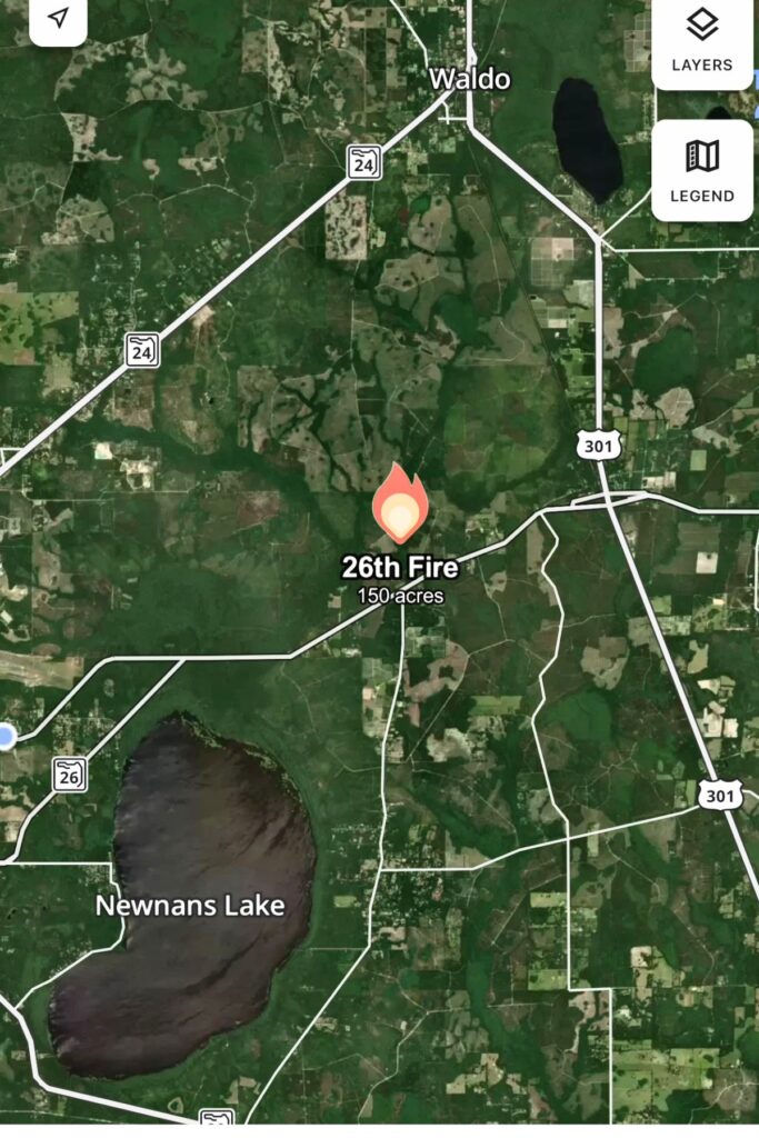 State Road 26 wildfire. Courtesy of Florida Forest Service
