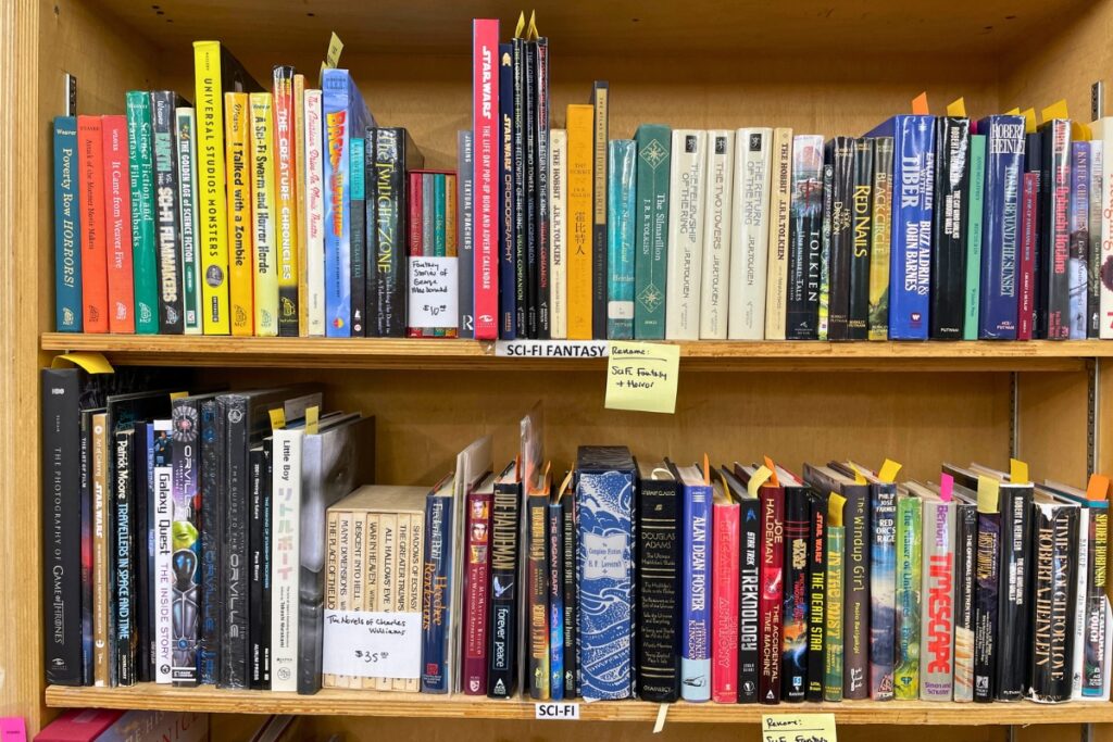 A shelf in the Collector's Corner features sci-fi and fantasy special editions.