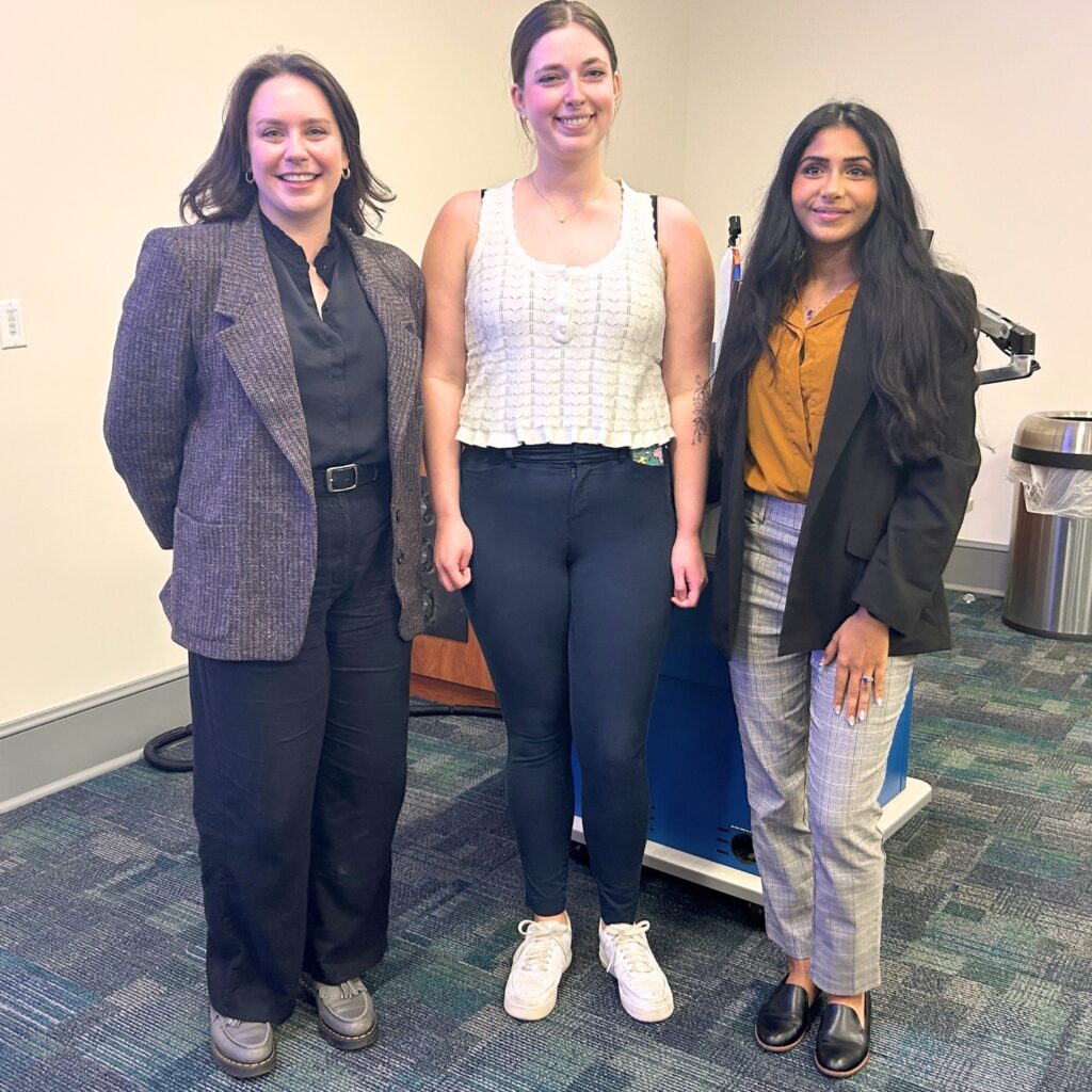 The winners of the student competition on aging research (from left) second-place winner Tyler Busch, first-place winner Kylie Wright and third-place winner Batul Yower.