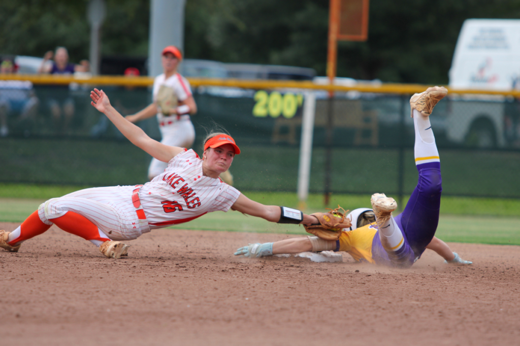 Marlee Hunt slides into second base safe.