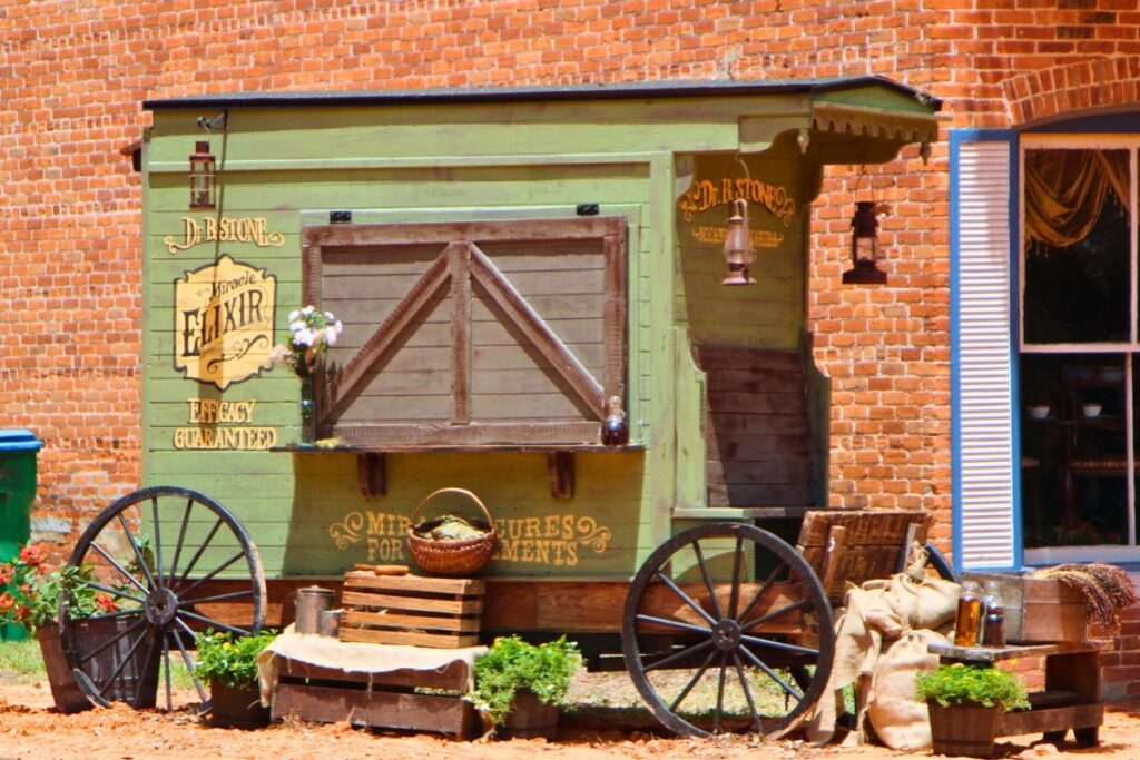 An elixir wagon built by a Micanopy resident will appear in 'A Land Remembered' scenes. Photo by Lillian Hamman