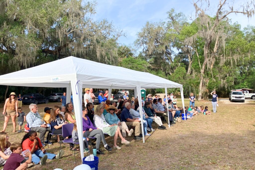 County officials and town members celebrate the groundbreaking of Micanopy's new library. Photo by Lillian Hamman