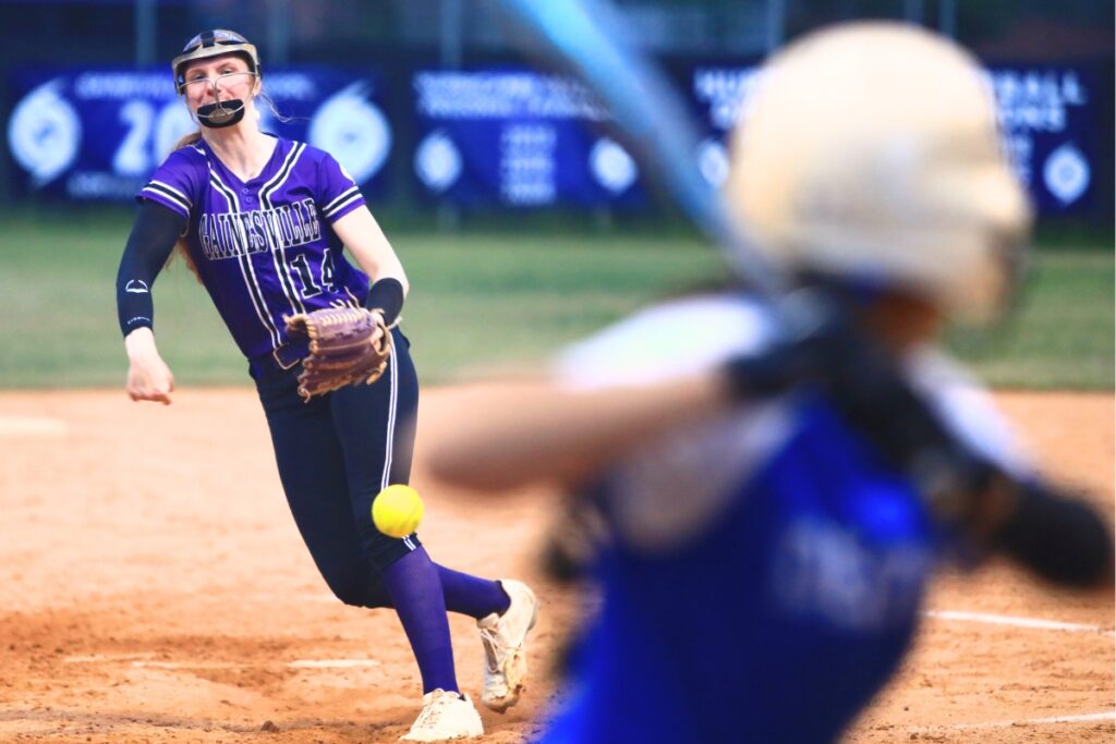 Gainesville pitcher Leanna Bourdage (14) started in the circle against Deltona in the 5A-District 5 championship game. Photo by C.J. Gish