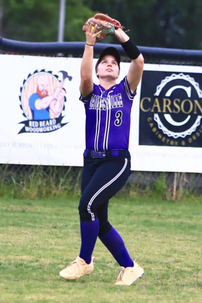 Gainesville's Emma Barton (3) catches the third out in the top of the third inning against Deltona in the 5A-District 5 championship game. Photo by C.J. Gish