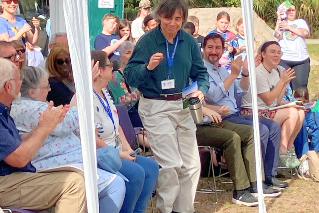 Micanopy library staff were recognized during Wednesday's groundbreaking. Photo by Lillian Hamman