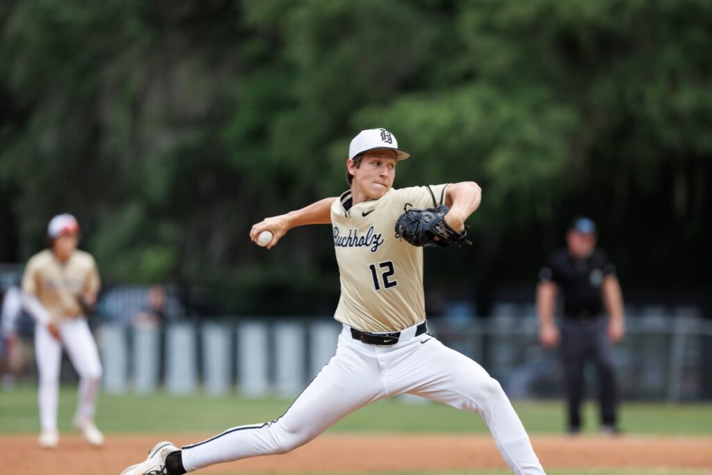 Reed Thomas retired 14 Oakleaf batters in a row during Friday's Region 1-6A semifinal.