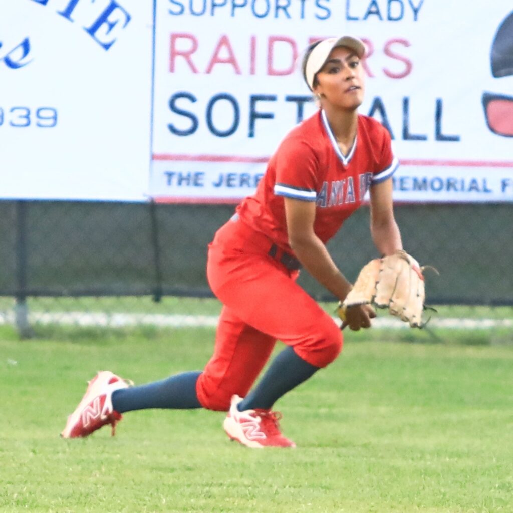 Santa Fe's Madisen Crosby (6) makes a diving catch for the third out in the top of the fifth inning against Eustis in the 3A-Region 2 Final. Photo by C.J. Gish