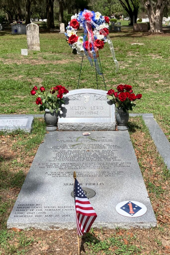 The grave site of Milton Lewis.