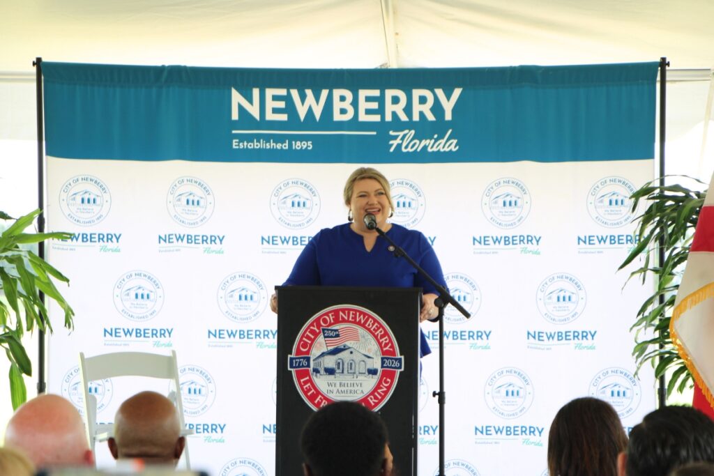 U.S. Rep. Kat Cammack reflected on dreaming about first planning to bring agricultural industry to Newberry over 10 years ago.