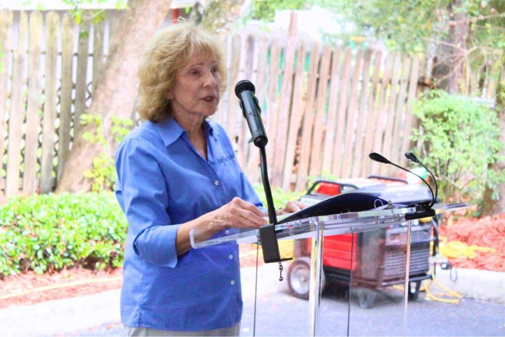 UF College of Nursing Dean Emerita Dr. Kathy Long speaks at Thursday's event. Photo by Nick Anschultz