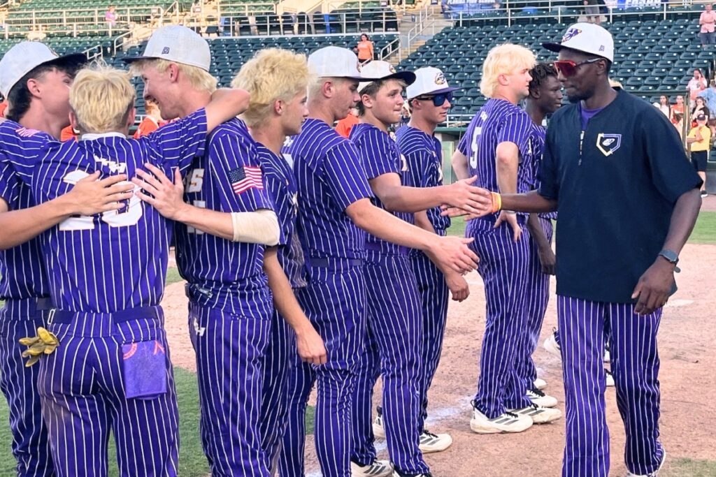 Union County celebrates after winning the Rural baseball state championship on Thursday. Photo by Mike Ridaught