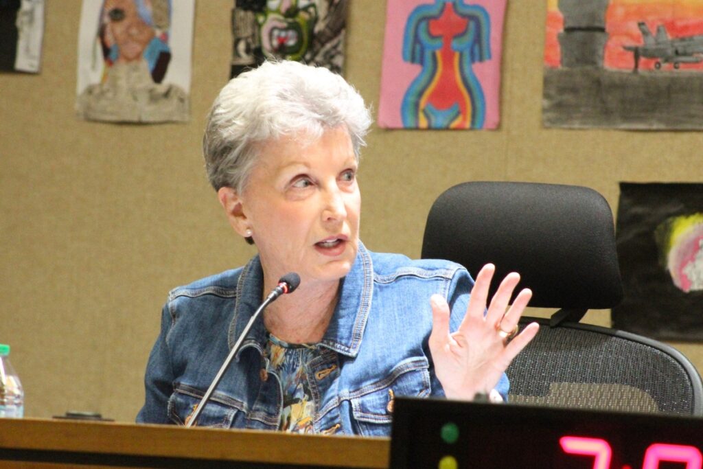 Board Member Janine Plavac voted in favor of having district staff bring back a presentation of all the available stadium options.