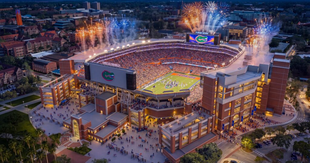 A rendering for the $1.45 billion renovation to Ben Hill Griffin Stadium.