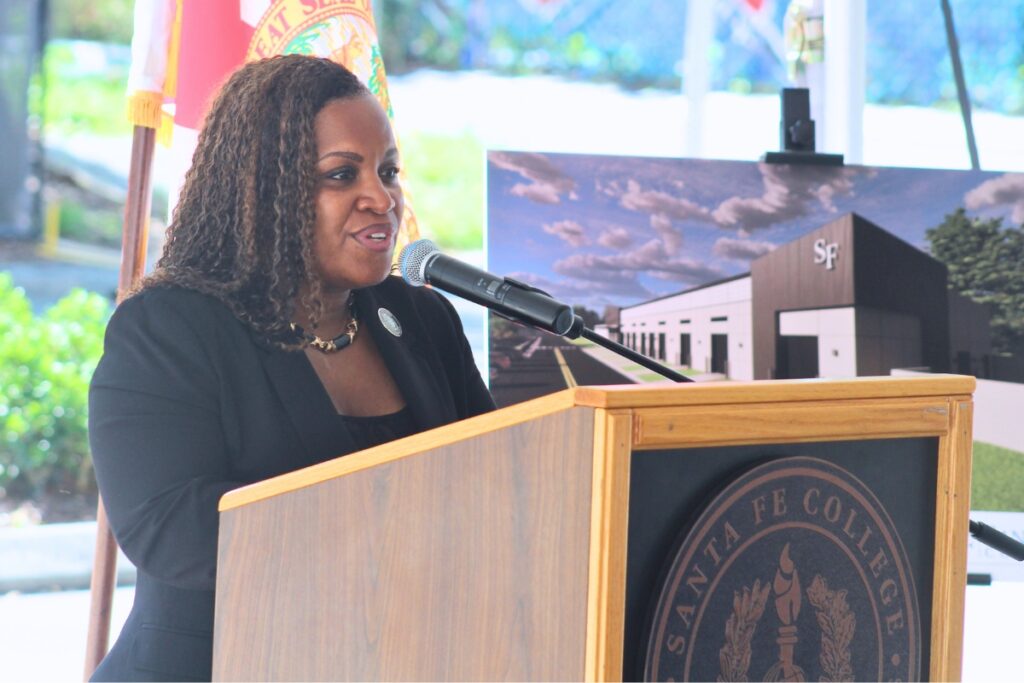 Commissioner Desmon Duncan-Walker discussed the impact of the automotive technology training center. Photo by Nick Anschultz