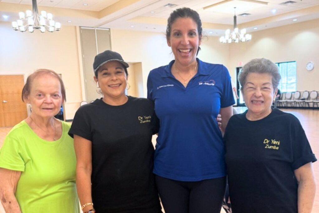 Dr. Yenseil Cruz-Almeida (second from right), with some of her students in the Zumba class she teaches at the Senior Recreation Center. Courtesy of Yenisel Cruz-Almeida