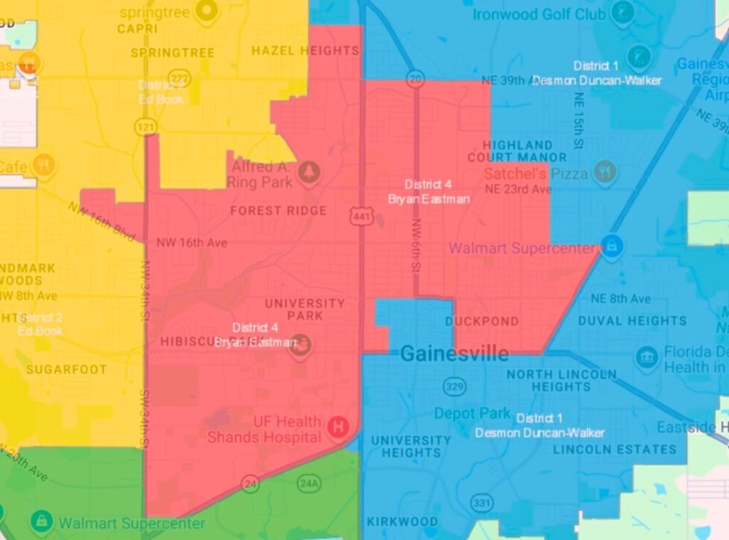 Gainesville's District 4 in red. (1)