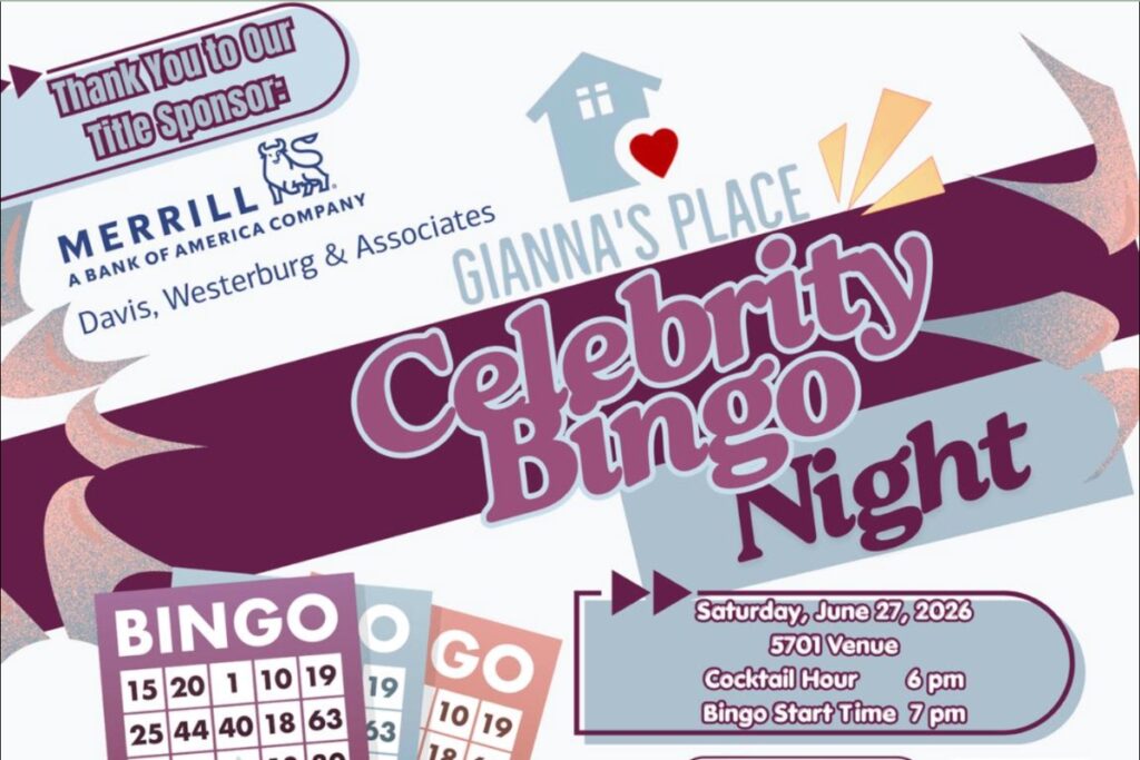 Gianna's Place will host its Celebrity Bingo Night fundraiser on Saturday at 5701 Venue. Courtesy of Gianna's Place