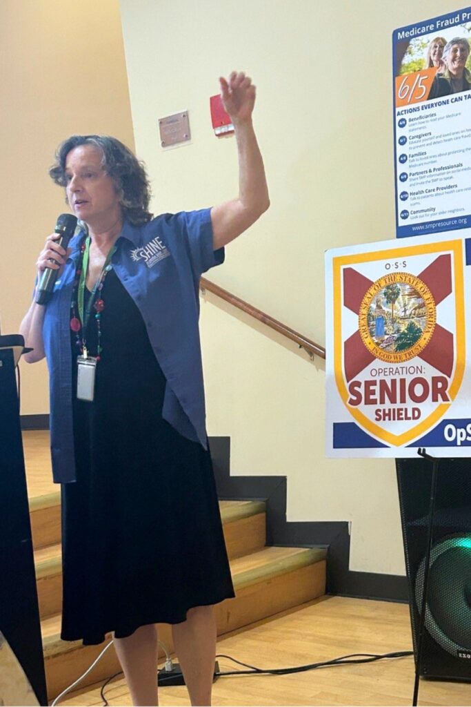Kristina Young, SHINE Outreach & Education Specialist at Elder Options, at a June 16 discussion panel. Photo by Ronnie Lovler