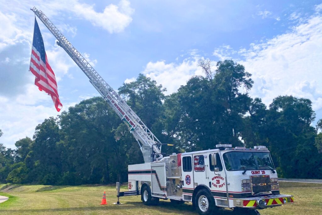 Newberry Fire Department will display an American Flag during the Fourth of July parade. Courtesy of Crystal Rushing