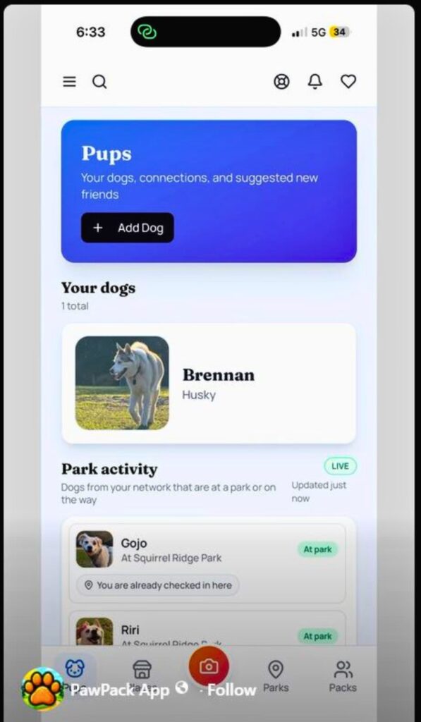 PawPack aims to center app usership around the dogs instead of the owners. Courtesy Jon Senterfitt