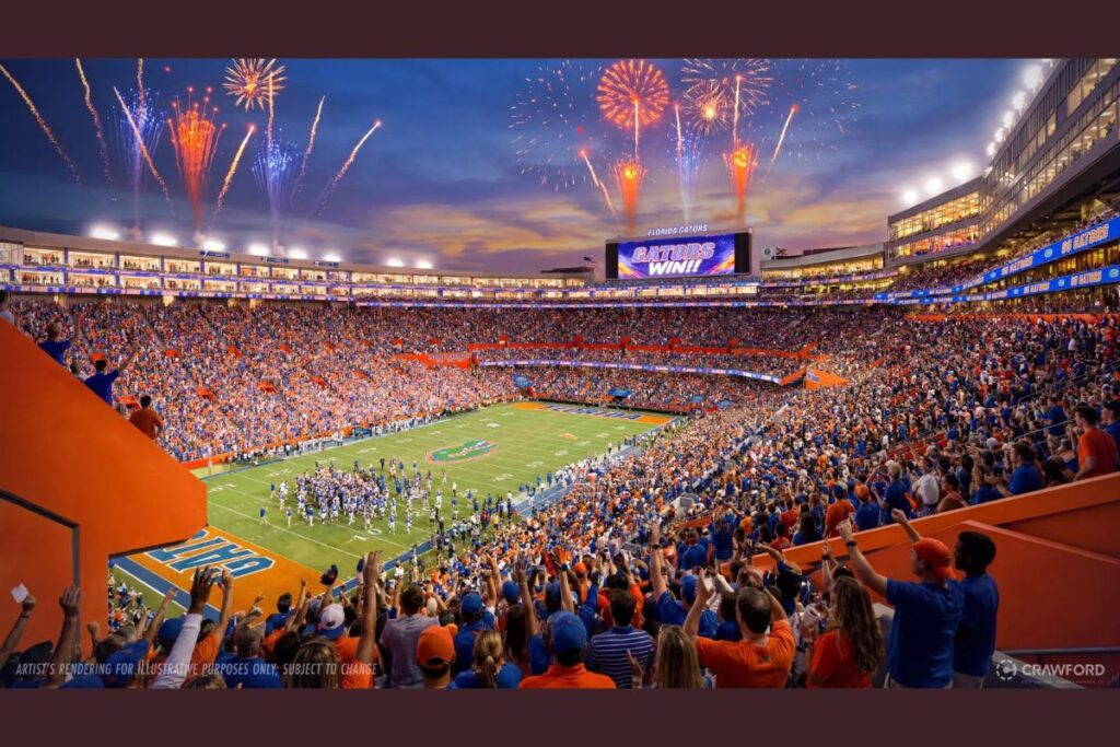 A rendering of the planned $1.45 billion renovation of Ben Hill Griffin Stadium.