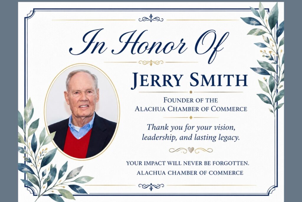 The Alachua Chamber of Commerce aims to dedicate Aug. 24 as Jerry Smith Day for organization's 50th anniversary. Courtesy Alachua Chamber of Commerce