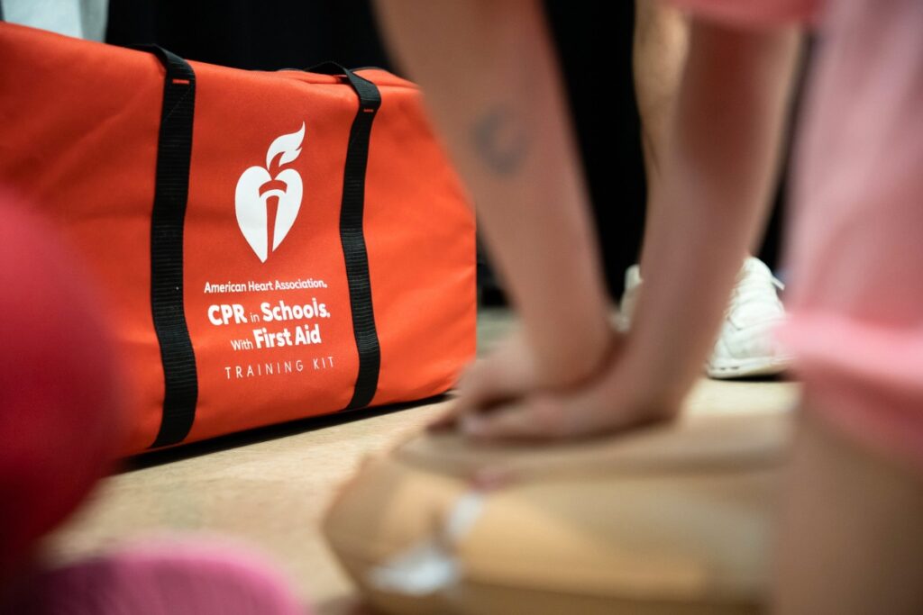 The American Heart Association and HCA Foundation provided 12 newly-donated CPR training kits to ACPS. Photo by Tim Rodriquez