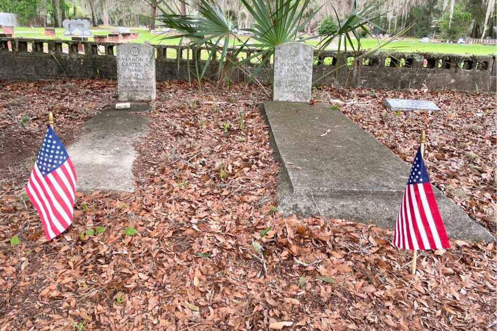 Vernon T. Carter Jr. (left) laid to rest at Mount Pleasant Methodist Church, where his father, Vernon Carter Sr., a World War II veteran, later joined him. Photo by Seth Johnson
