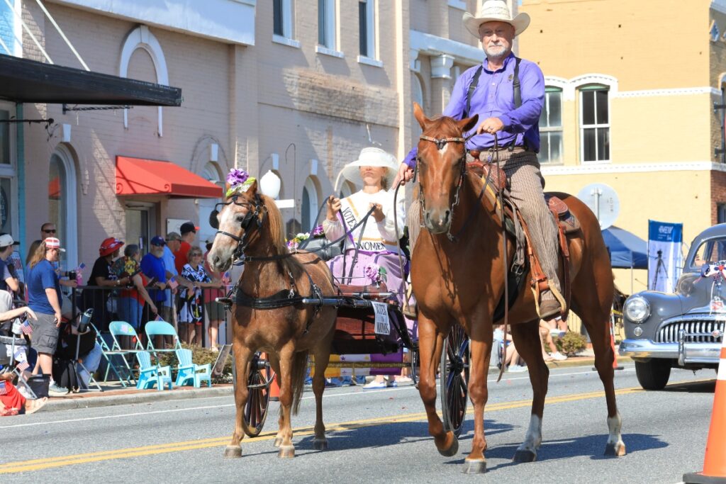 A horse and buggy represented women's suffrage. 