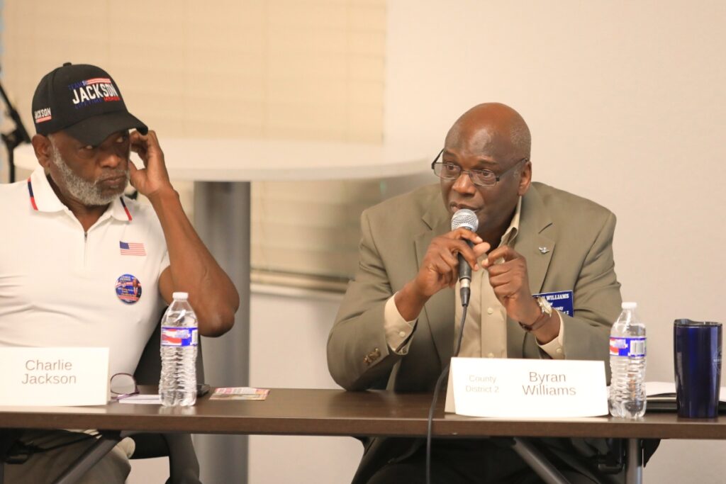 Candidate Byran Williams (right) is one of four democrats running for the district 2 county seat, along with Charlie Jackson (left). Photo by Seth Johnson