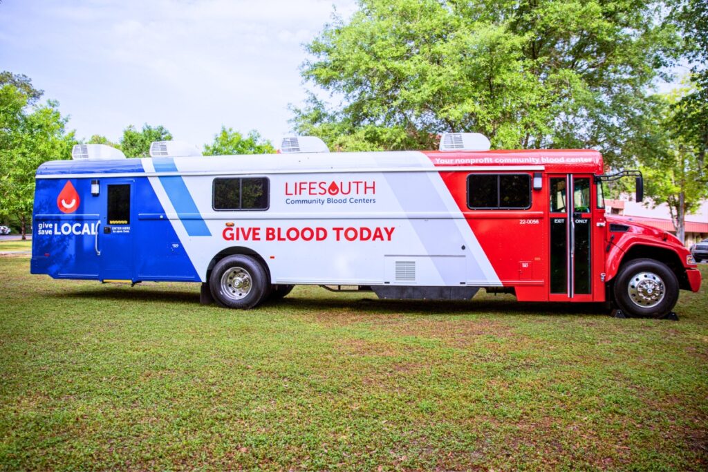 LifeSouth Community Blood Centers' Bloodmobile will be on hand for local blood donations. Courtesy of LifeSouth