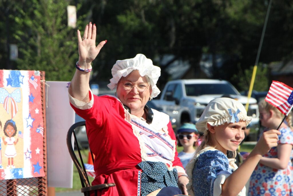 Newberry Community School Principal Lacy Roberts donned American Revolution gear to portray Betsy Ross. 