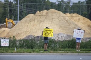 Gainesville residents protest tree clear-cutting for new Fire Station 9