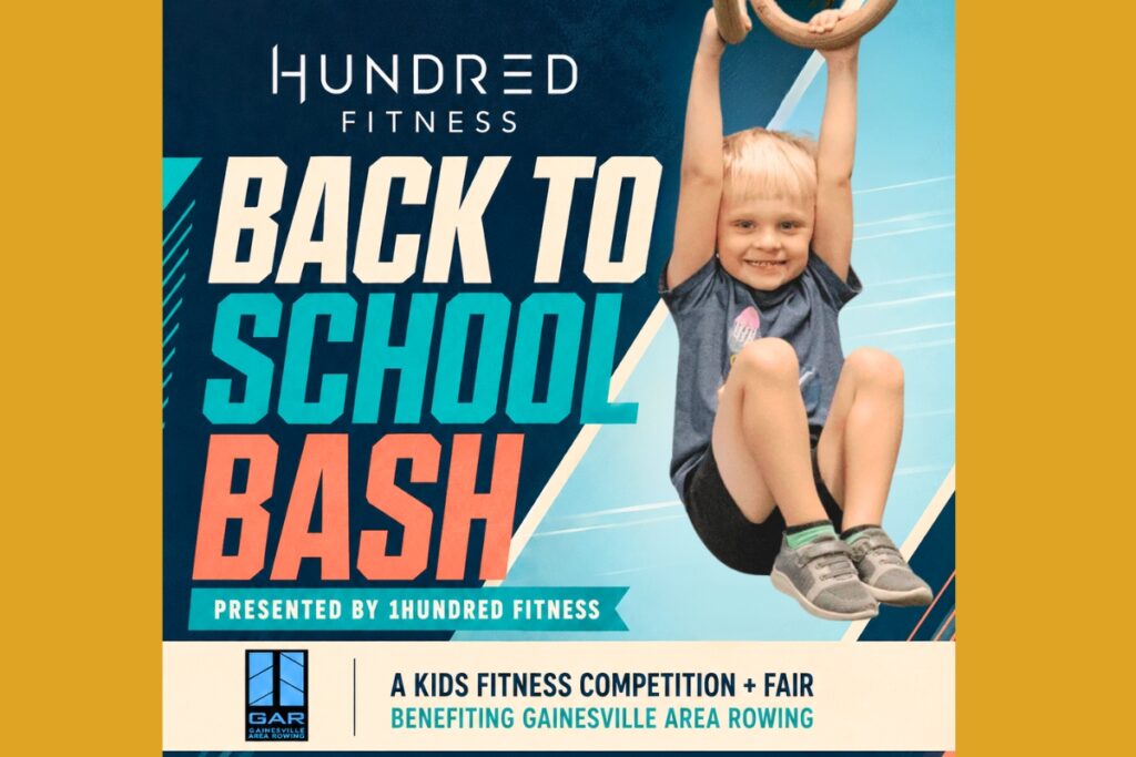 1HUNDRED Fitness will host the Back to School Bash on Saturday, Sept. 19, to benefit Gainesville Area Rowing. Courtesy of 1HUNDRED Fitness (1)