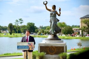 DeSantis unveils Lady Columbia statue in Lake City