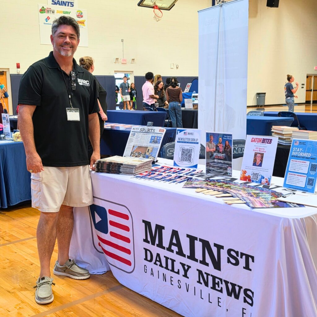 Mainstreet Daily News Sports Director Mike Ridaught was on hand for Thursday's fourth annual Santa Fe College student-athlete orientation and networking event. Photo by Janalyn Peppel