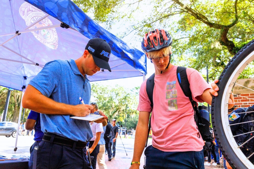 Students had the chance to get help with registering their bikes or scooters. Photo by Walker Smith