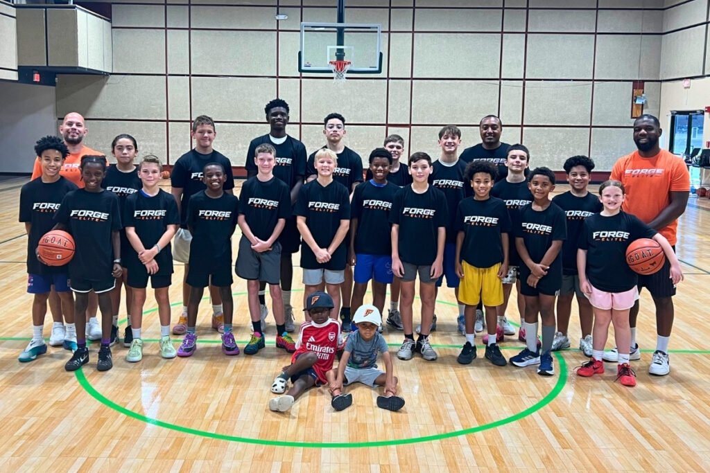 Younger players at the Forge Elite basketball camp. Courtesy of Justin Hardne