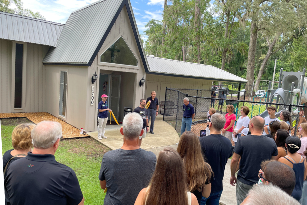 Zion Lutheran Church of Gainesville gathers to celebrate the renovation of its former sanctuary and the opening of its new sanctuary. 