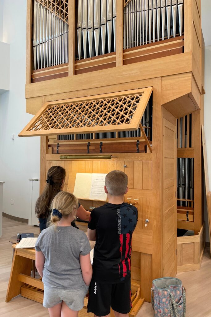 Zion Lutheran Church purchased a new organ before waiting for the sanctuary construction to finish so that it could be installed. 