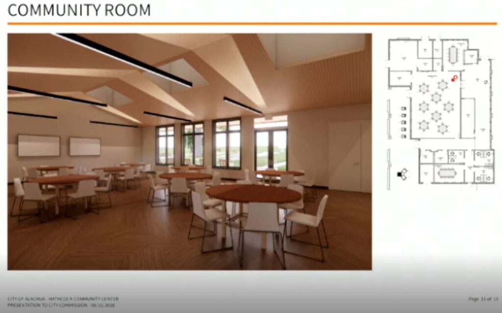 Designs for the new Hathcock Community Center double the size of the community room from the original.